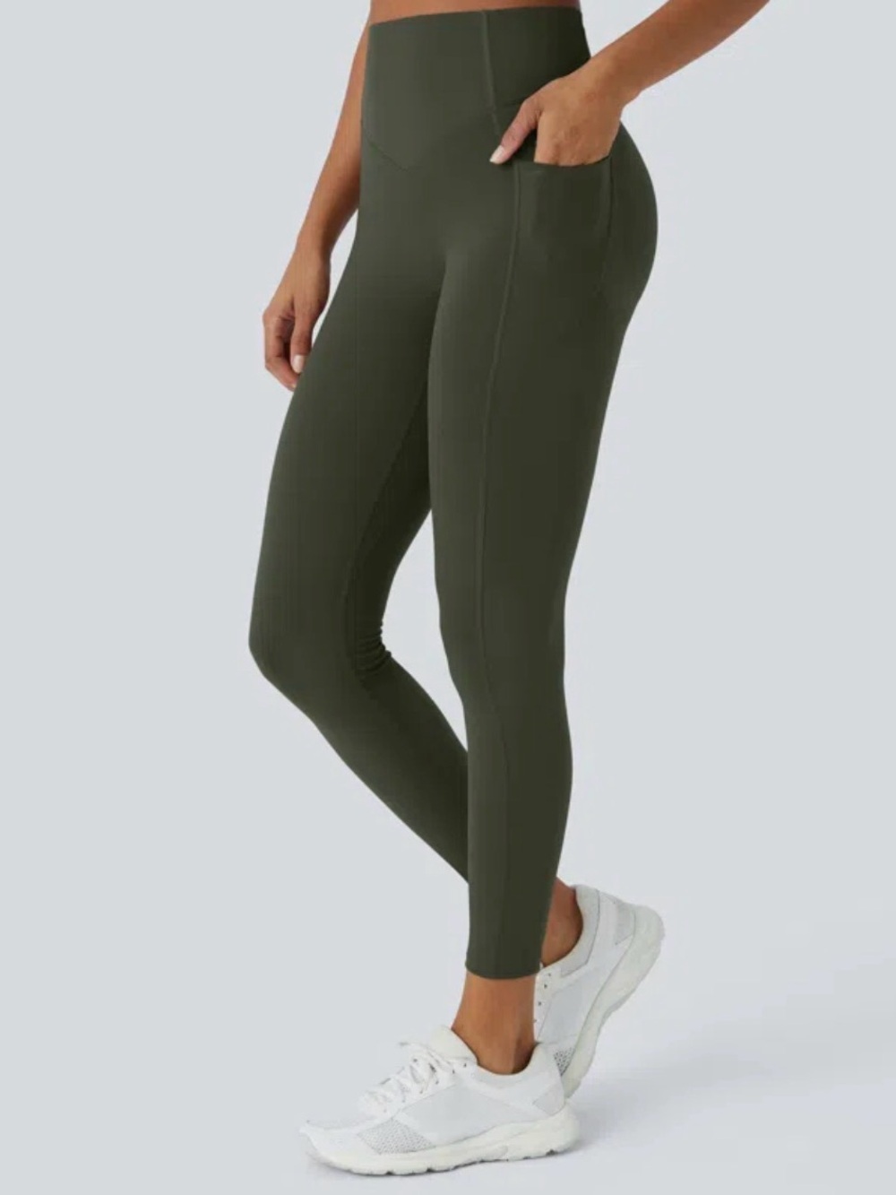 HALARA Green Crossover Pocket High-Waist V-Seam NWT Leggings Scrunch Butt Sz L